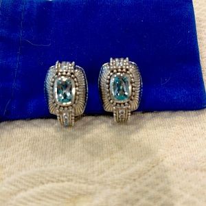 Judith Ripka blue topaz earrings